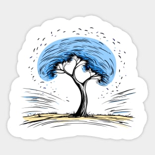 Solitude - Lone Blue Tree Sticker